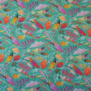 Baumwoll Tencel Jersey EXOTIC BIRDS LAGOON