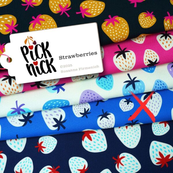 Bio Jersey Picknick Strawberries royalblau