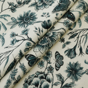 Single Jersey Stoff - Papillon graublau
