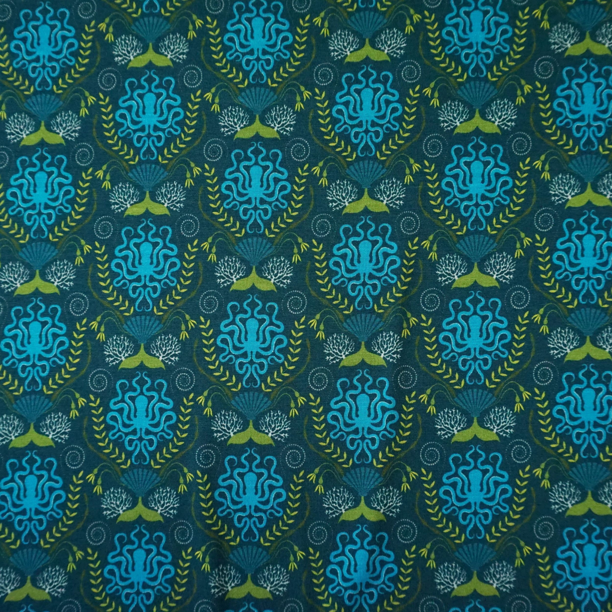 Bambus Jersey Nautical Damask Navy