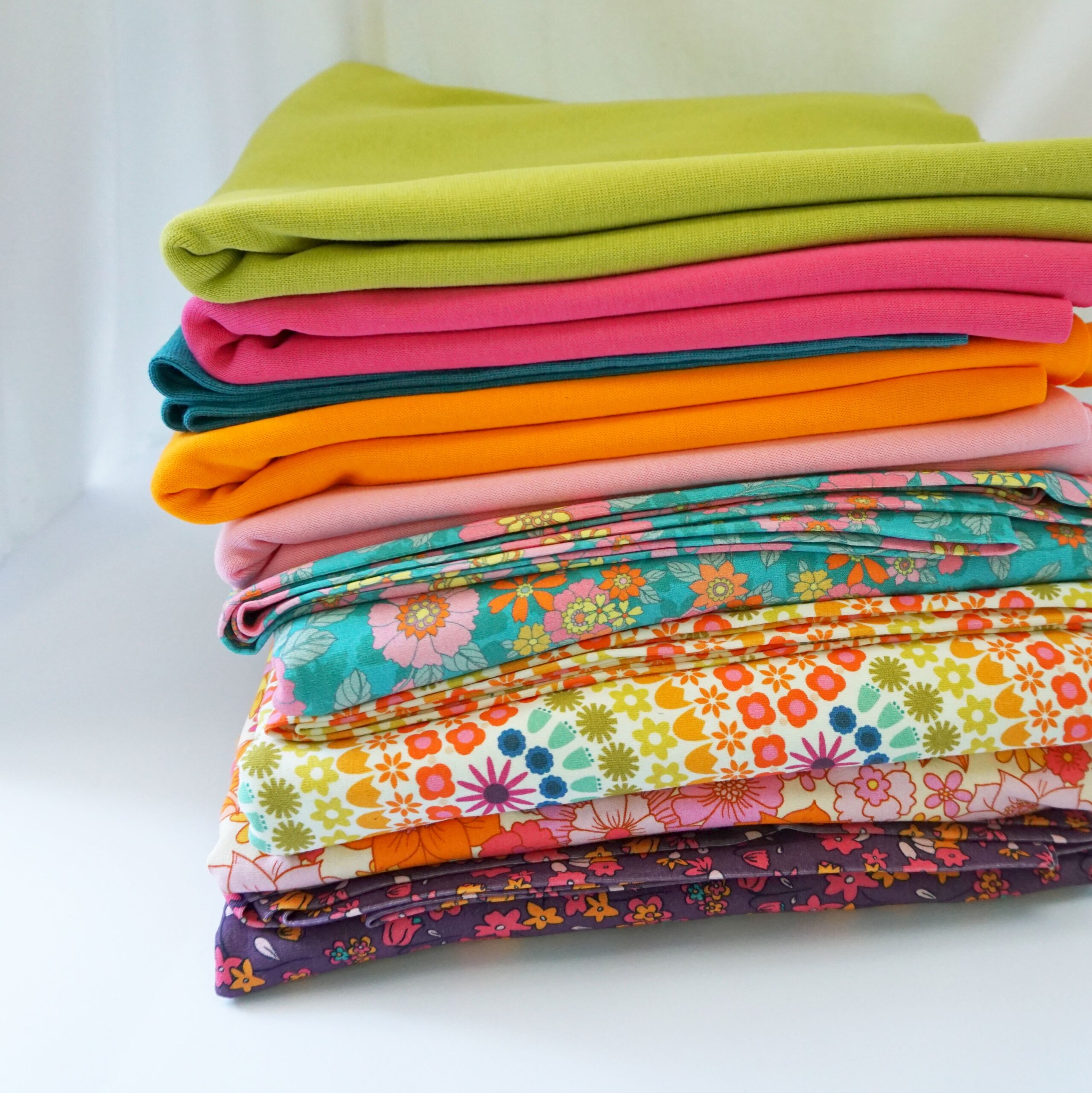XL Paket RETRO SUMMER Jersey Bündchen Lemon Sky Stoffe 10 m